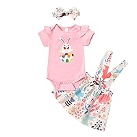 XIFAMNIY Baby Girls Valentine's Day/St.Patrick Day/Easter Day Outfit Newborn 3Pcs Suspender Skirt Set