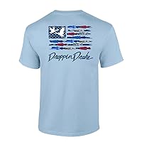 Mens Droppin Drake Red White & Blue Lettering Duck Call USA Flag Mens Short Sleeve T-Shirt