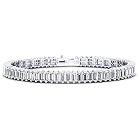 3.74Ct Baguette Cut Created Diamond Tennis Bracelet In Solid 14K Gold Plated 925 Silver