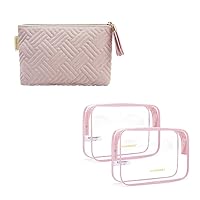BAGSMART Small Cosmetic Bag, Elegant Roomy Makeup Bags Clear Toiletry Bag, 2 Pack TSA Approved Travel Toiletry bag Carry on Travel Accessories Bag Airport Airline Quart Size Bags