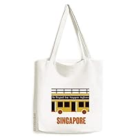 Singapore Sightseeing Shuttle Bus Tote Canvas Bag Shopping Satchel Casual Handbag