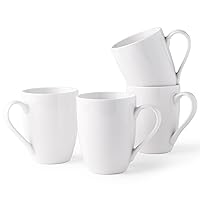 Large Coffee Mugs Set of 4, 16oz Off White Porcelain Coffee Mugs Set For Dad Mom Women MEN, Light Weight Ceramic Coffee Cups for Latte/Tea/Beer/Hot Cocoa, Dishwasher & Microwave Safe