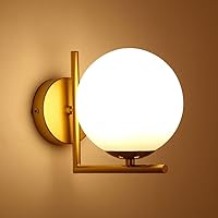 Wall Light Vintage Wall Sconce with Globe Glass in Satin Brass, Bathroom Vanity Lighting Suitable for Living Room Hallway E27 Light Source (Without Light Source) (Color : Gold)