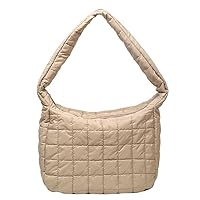 Women's Quilted Shoulder Bag Padded Tote Bag Large Capacity Hobo Purse Lightweight Nylon Padding Handbag