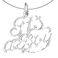 Silver It's A Boy Necklace | Rhodium-plated 925 Silver It's A Boy Pendant with 18