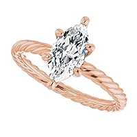 10K Solid Rose Gold Handmade Engagement Ring 1.0 CT Marquise Cut Moissanite Diamond Solitaire Wedding/Bridal Rings for Women/Her Propose Ring
