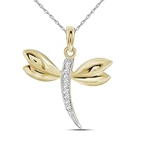 The Diamond Deal 10k Yellow Gold Diamond-accented Dragonfly Womens Winged Bug Insect Charm Pendant .03 Cttw