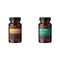 Amazon Elements Vitamin D3 (180 Softgels) and Amazon Elements Vegan Biotin (130 Capsules)