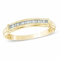 10K Yellow Gold Diamond Accent Half Eternity Wedding Band Ring (I-J / I2I3)