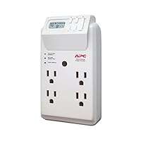 APC Wall Outlet Multi Plug Extender, P4GC, (4) AC Multi Plug Outlet, 1080 Joule Surge Protector with Timer White