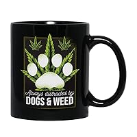 Weed And Dog Coffee Mug 11 oz Black, Pot Head Smoker Cannabis Bong Puppy