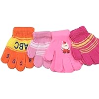Set of Four Pairs Microfiber Lined Bubu Magic Gloves for Ages 1-4 Years