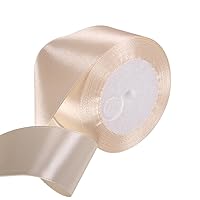 1.5in 25Yards Gift Wrapping Satin Ribbon, Solid DIY Craft Flower Bouquets Ribbon for Cake Baking Wedding Bridal Party Hair Bows, Beige