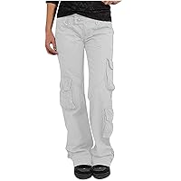 Women's Cargo Pants Multi Pocket Hiking Pants Solid Hippie Punk Trousers for Women Streetwear Straight Pants