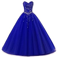 Women's Sweetheart Tulle Long Formal Evening Prom Dress Quinceanera Gown