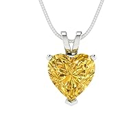 Clara Pucci 2.0 ct Heart Cut Stunning Genuine Canary Yellow Simulated Diamond Solitaire Pendant With 16