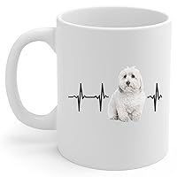 Gray White Coton De Tulear Heartbeat Lifeline Coffee Mug White Ceramic 11oz