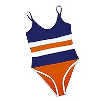 Women Fashion Splicing Push-Up Padded Bra Bikini Set Swimsuit Swimwer - Striped Women's Swimsuit