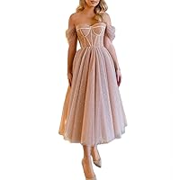 Sequin Strapless Bridesmaid Dresses Summer Sleeveless Tulle Mid-Length Women's Prom Party Dresses