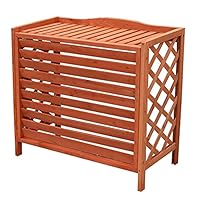 Wooden Air Conditioner Cover Large Air Conditioner Cover for outside Units, Solid Wood Air Conditioner Cover, Flower Stand Solid Wood Air Conditioning Rack, Anti-Rust & Windproof/Orange/86*35*7
