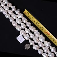 GEM-Inside 17X21mm Freeform White Freshwater Pearl Beads Strands 15 Inches