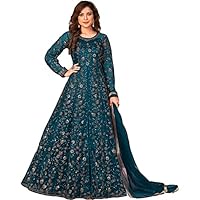 Women's Net Latest Embroidered Anarkali Suit Ethnic Party Wear Long Anarkali Gown for Woman