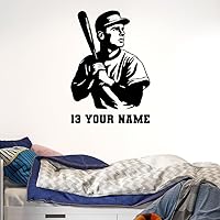 Baseball Player Decal - Baseball Decals Boys Room - Custom Name Baseball Wall Decal - Baseball Room Stickers - Baseball Decal Name