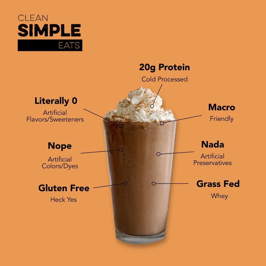 Clean Simple Eats Chocolate Peanut Butter Whey Protein Powder, Natural Sweetened and Cold-Pressed Whey Protein Powder, 20 Grams of Protein, 30 Servings