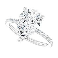 JEWELERYIUM 4 CT Pear Cut Colorless Moissanite Engagement Ring, Wedding/Bridal Ring Set, Solitaire Halo Style, Solid Sterling Silver Vintage Antique Anniversary Bridal Rings Gift for Her