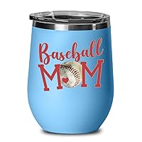Baseball Mom Wine Tumbler for Sports Mum Mama Mothers Day Birthday Christmas Idea from Son or Daughter Funny 12 oz. Insulated Coffee Mug Hot Cold Cup