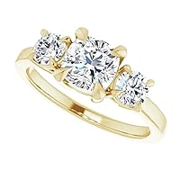 14K Solid Yellow Gold Handmade Engagement Ring 1.00 CT Cushion Cut Moissanite Diamond Solitaire Wedding/Bridal Ring for Women/Her Perfect Ring