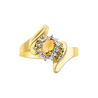 14K Yellow Gold Floral Designer Ring with 6X4MM Oval Gemstone & Sparkling Diamonds - Birthstone Jewelry for Women - Available in Sizes 5 to 10 Embrace Elegance!
