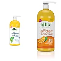 Alba Botanica Very Emollient Body Lotion, Maximum Dry Skin Formula, 32 Oz & Very Emollient Body Wash, Island Citrus, 32 Oz