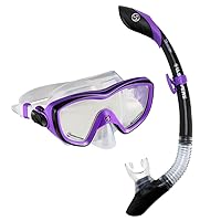 Diva Women's Snorkeling Combo - Adjustable Ultra Clear View Mask, Dry Top Snorkel Technology, Hypoallergenic Mouthpiece - Pro Series | Sized for Women