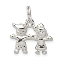 925 Sterling Silver Solid Flat back Polished Boy and Girl Charm Pendant Necklace Measures 20x18mm Wide Jewelry for Women