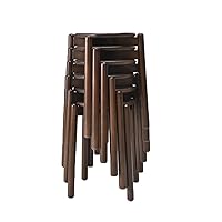 Minimalist Fashion Creative 6 Pack Solid Wood Round Stool Home Dining Stool Small Stool Makeup Stool Bench Dining Table Stool for Dining/Home Casual/6 Pack Walnut Color