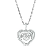 0.02 Ct to 0.63 Ct Real Dancing Diamond Pendant Necklace in 14k White Gold Over (0.2 Cttw to 0.63 Cttw, J-I3) Diamond Heart Charm Pendant Necklace
