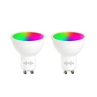 GU10 LED Smart, WiFi Light Bulb Compatible with Alexa Google Home, RGBCW Color Changing, Cool Warm White Light Dimmable, No Hub Required, 40W Equivalent, RGB+2700K-6500K, 2PCS