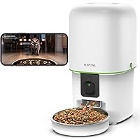 Automatic Cat Feeders with Camera - 5G WiFi App Control 1080 HD Video with Night Vision, 2-Way Audio 16cup/136oz Cat Food Dispenser Easy to Use and Clean, Timed Pet Feeder Also for Dogs
