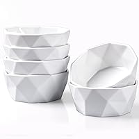 DELLING 22 Oz Geometric Cereal Bowls, White Soup Bowls Dessert/Snack Bowls Set for Rice Pasta Salad Oatmeal, Microwave/Dishwasher/Oven Safe Set of 6