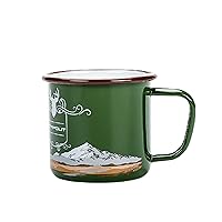 Enamel Mug Camping Coffee Mugs Cappuccino Cup Travel Mug Ceramic Decor Design With Lid RV Men Women Gifts For Campers(reindeer-army green),3.15x3.15x4.92