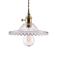 Traditional Classic Glass Pendant Light with E27 Brass Lampholder Single Lamp, Bedside Hanging Lighting Clamp - Perfect for Restaurant Bar Farmhouse Flush Mount Light (Color : Clear)