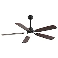 Ceiling Fan With Remote Control,52 Inch Ceiling Fans With Lights And Remote,5 Blades 6 Speeds Ceiling Fan With Light Low Profile Flush Mount Modern For Kitchen,Living Room,Farmhouse (Black, 52