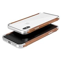 Wood & Aluminum iPhone Xs MAX Case by VESELDesign (Platinum Silver & Walnut)