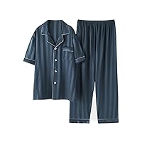 Men's Pajamas Suit Satin Striped Plaid Pajamas Pajamas Pajamas Home Clothes Leisure