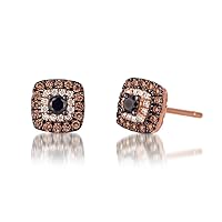K Gallery 1.10 Ctw Round Cut Chocolate Diamond Solitaire Stud Earrings 14K Rose Gold Finish 925 Sterling Silver