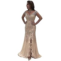 Illusion Long Sleeves Lace Sequins Train Mother of The Bride Dresses Celebrity Formal Party Evening Gowns