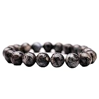 Unisex Bracelet 10mm Natural Gemstone Labradorite Round shape Smooth cut beads 7 inch stretchable bracelet for men & women. | STBR_04604