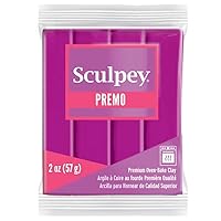 Sculpey Premo Polymer Oven-Bake Clay, Fuchsia, Non Toxic, 2 oz. bar, Great for jewelry making, holiday, DIY, mixed media and home décor projects. Premium clay Great for clayers and artists.