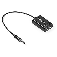 StarTech.com Black Slim Mini Jack Headphone Splitter Cable Adapter - 3.5mm Audio Mini Stereo Y Splitter - 3.5mm Male to 2x 3.5mm Female (MUY1MFFADP)